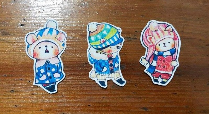 冬季貼紙3入組 - 貼紙 - 紙 