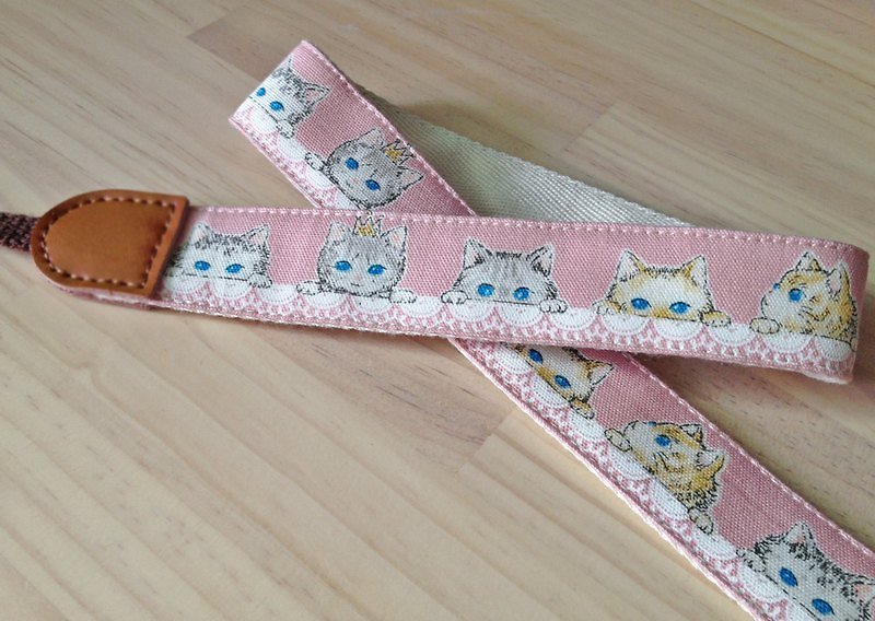 Crown cat camera strap - ID & Badge Holders - Cotton & Hemp Pink