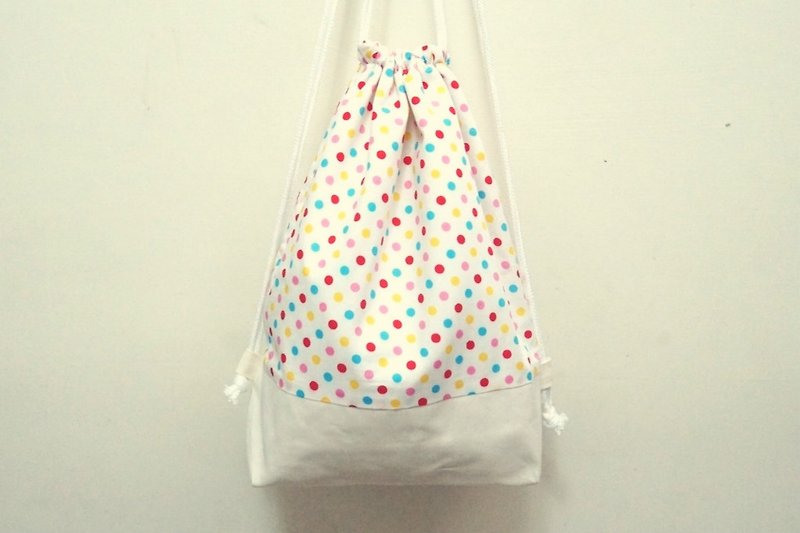 彩虹點點遇上白 - Drawstring Bags - Other Materials Multicolor