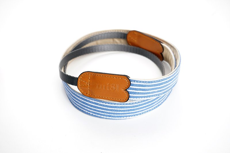 Neck strap Navyblue Strip - Camera Straps & Stands - Cotton & Hemp Blue