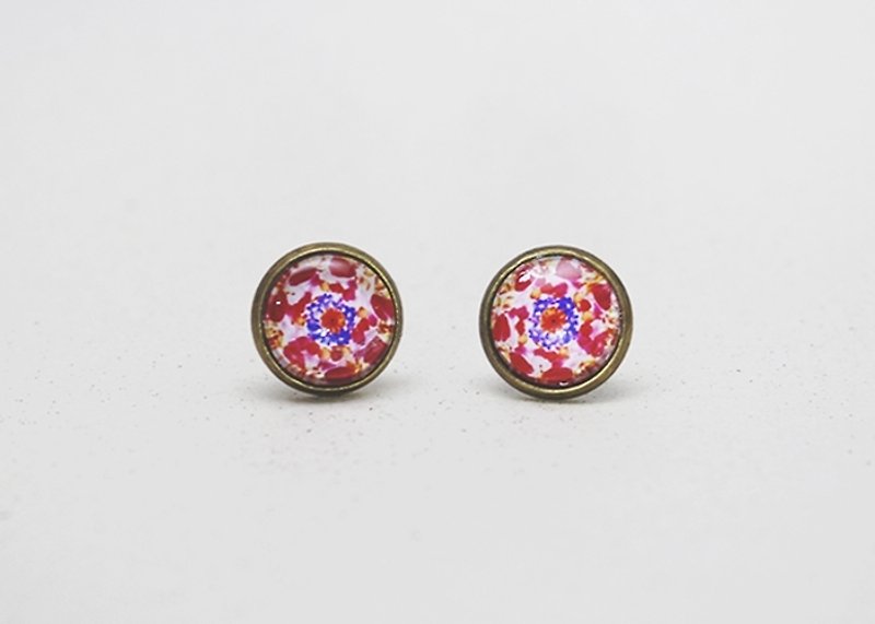 Bronze Earrings-Kaleidoscope Series-Mirror Flower - ต่างหู - โลหะ สีแดง
