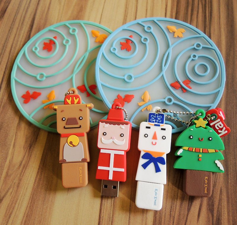 4G styling flash drive + coaster each Christmas gift (including shipping price) - USB Flash Drives - Silicone Multicolor