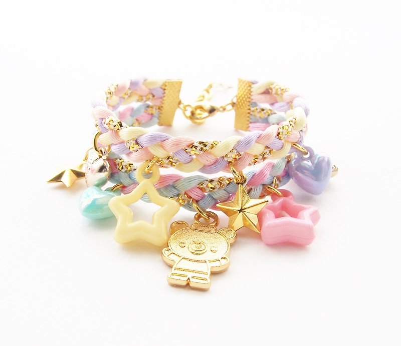 ♥ ELBRAZA ♥ Teddy bear pastel bracelet. - 手鍊/手環 - 其他材質 多色