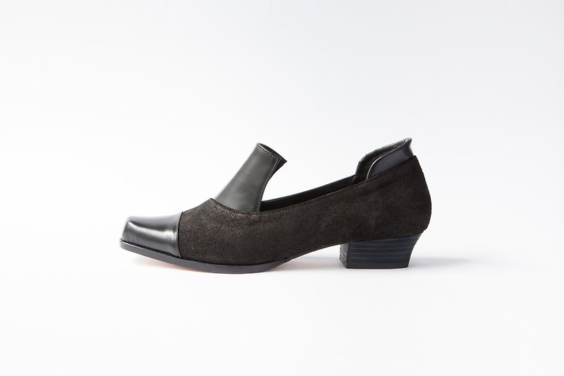 ZOODY / sprout / handmade shoes / flat mosaic shoes / black - Mary Jane Shoes & Ballet Shoes - Genuine Leather Black