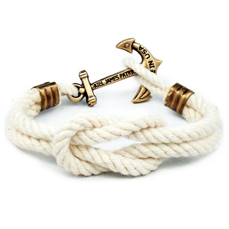 New England Kiel James Patrick handmade bracelet Cape Knot Hitch - Bracelets - Cotton & Hemp White