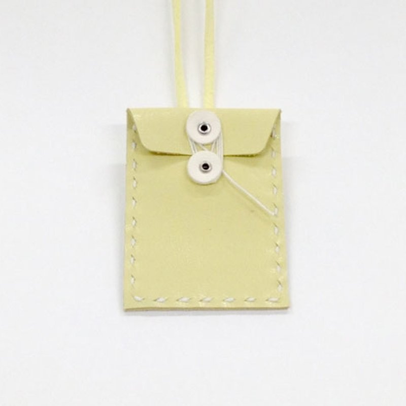 Mini Document Leather Bag (Baby Yellow) - สร้อยคอ - หนังแท้ สีเหลือง