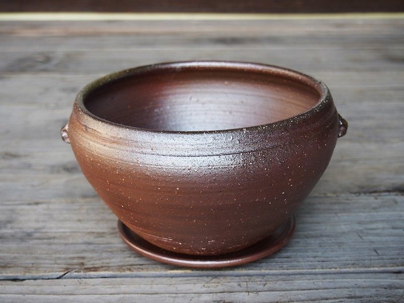 Bizen flowerpot [with saucer] _u-004 - Plants - Other Materials Brown