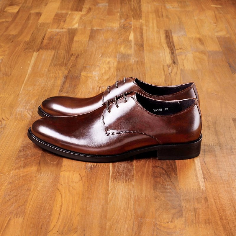 Vanger elegant and beautiful ‧ minimalist life all-match Derby shoes Va138 classic coffee - รองเท้าอ็อกฟอร์ดผู้ชาย - หนังแท้ สีนำ้ตาล