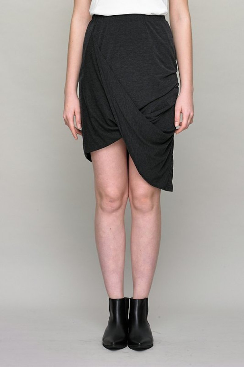 不對稱垂墜裙 - 裙子/長裙 - 其他材質 黑色