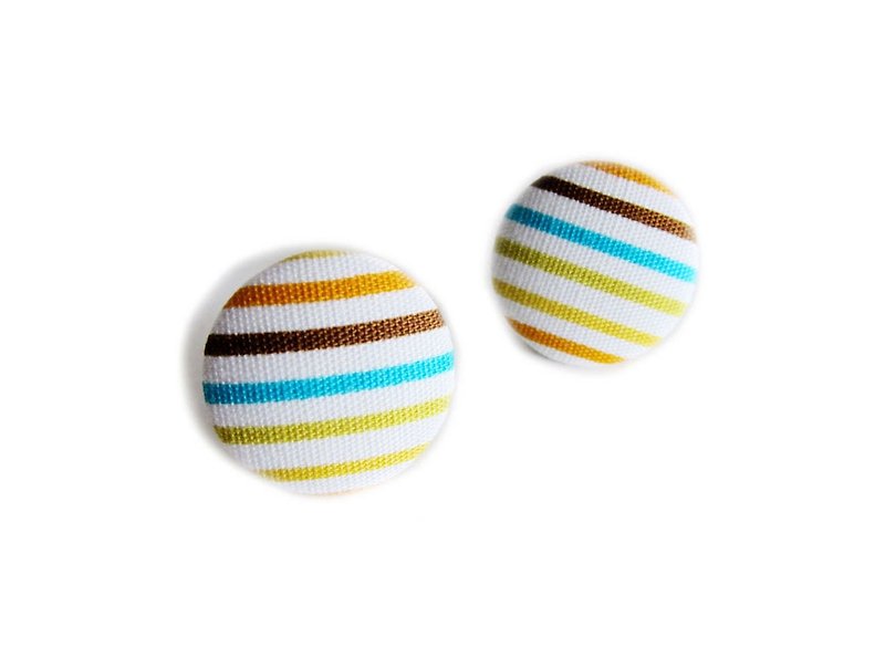Cloth buckle earrings clip earrings colored stripes do - Earrings & Clip-ons - Other Materials Multicolor