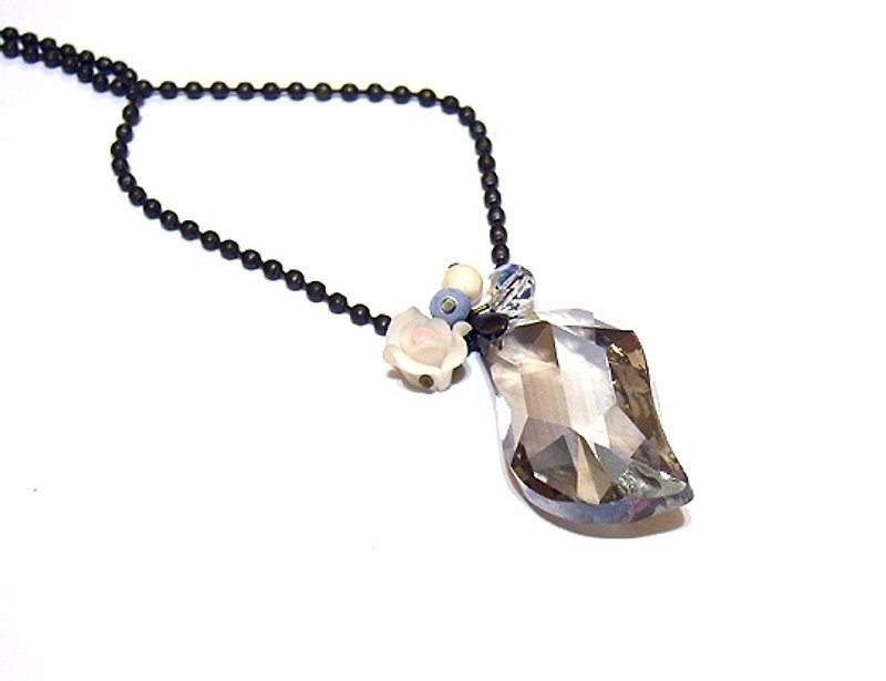 Rhombus Crystal Long Necklace - Necklaces - Other Materials Gray