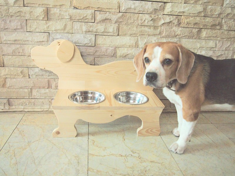 Handmade wood-slot dog bowl - Pet Bowls - Wood Multicolor