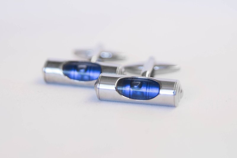 Level ruler Cufflinks (Silver with blue) Level Rules Cuffinks - กระดุมข้อมือ - โลหะ 