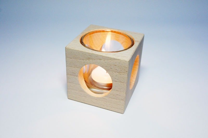 森佐木sen zuo mu / round (candlestick & flower series) - Candles & Candle Holders - Wood Gold