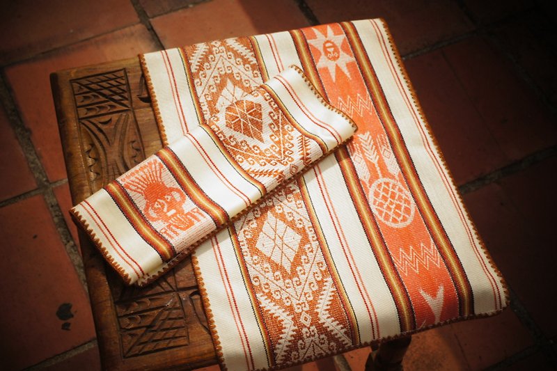 Vista [knowledge], South America, handmade tablecloths (in) - Sunset Orange - Items for Display - Paper 