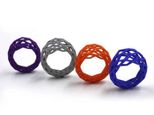 3Daholic 3D打印飾物戒指 - 三維打印 x Grid Geometry Ring (尼龍纖維)