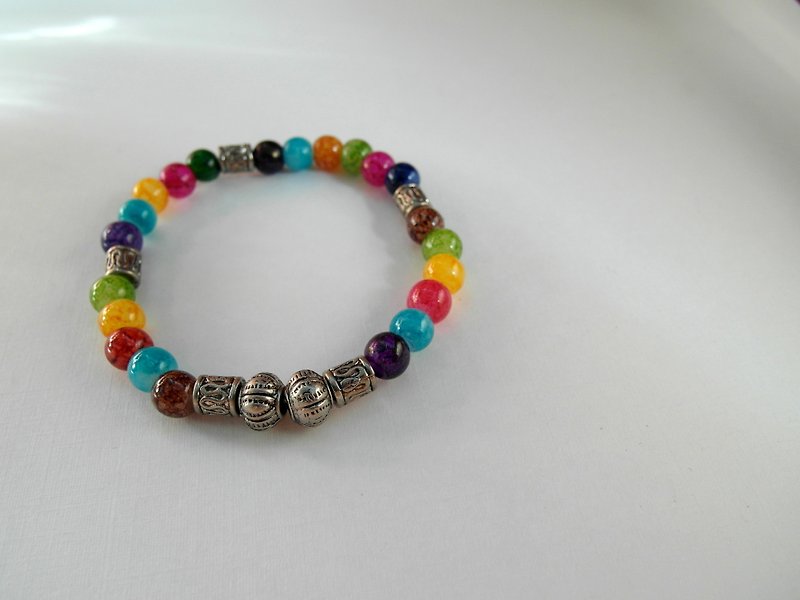 Randomly arranged / handmade ancient silver beads - Bracelets - Other Materials Multicolor
