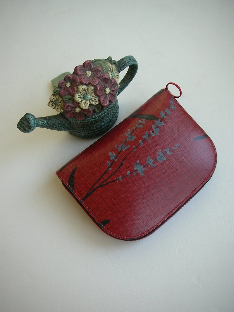 Saito scorpion red bottom dead tarpaulin - short clip / wallet / coin purse / gift "last one" - กระเป๋าสตางค์ - วัสดุกันนำ้ สีแดง