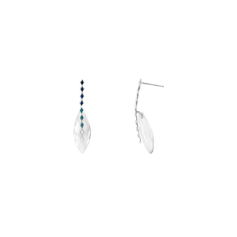 菱格水晶耳環 ISRUFEL - 耳環/耳夾 - 寶石 銀色