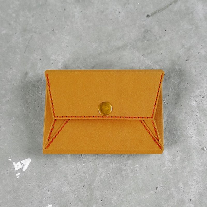 名片夾、零錢包 - 水洗牛皮紙 (松褐)  紙皮革 - 卡片套/卡片盒 - 紙 橘色