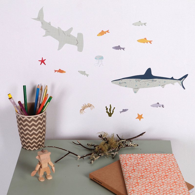 Deep Sea Sharks mini < love mae Australia nontoxic patent wall stickers > - Wall Décor - Other Materials Multicolor