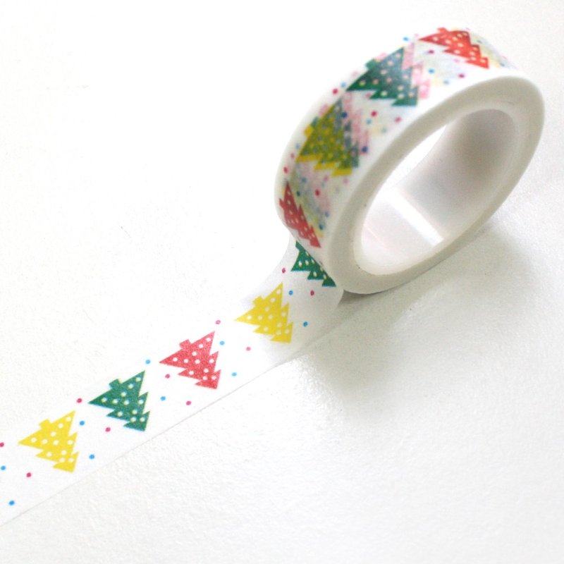 Christmas Limited X'MAS paper tape B13 colorful colored Christmas tree - Washi Tape - Paper White