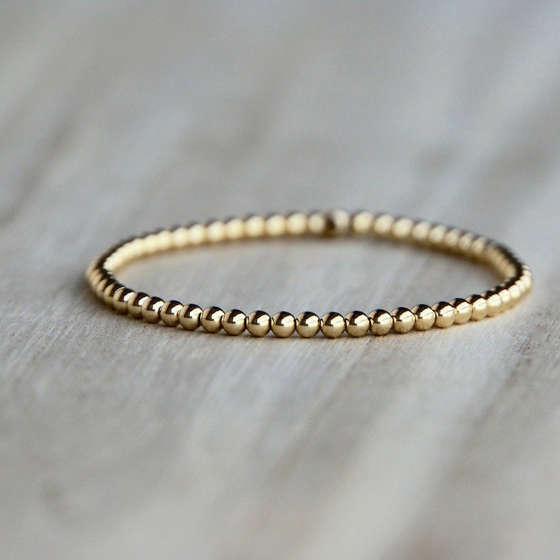 ITS: 865 [series] Basic copper gilt 3mm stretch bracelet. Button bracelet can be changed. - สร้อยข้อมือ - วัสดุอื่นๆ สีทอง