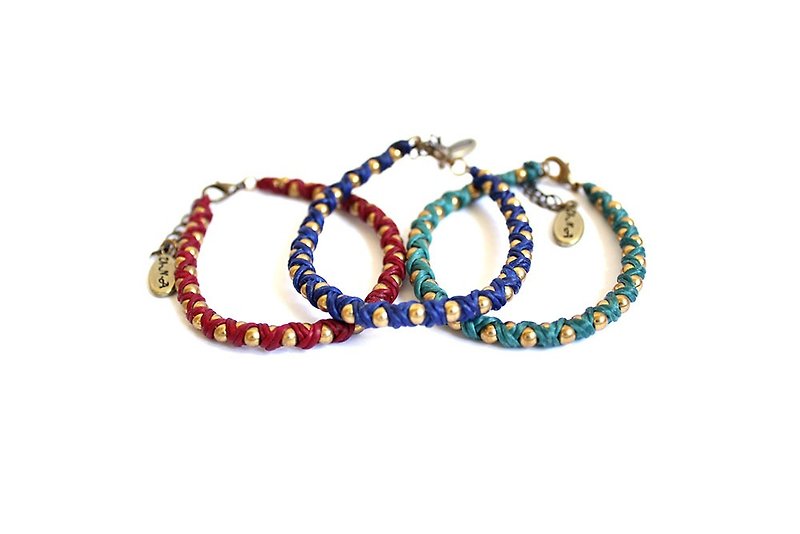 [UNA- excellent Na] around the world ▲ handmade Wax line silk Bronze bracelets ▲ customization - Bracelets - Waterproof Material Multicolor