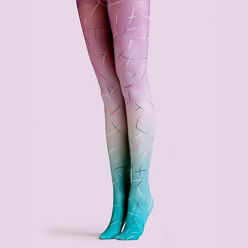 viken plan creative designer brand pantyhose stockings socks stockings cut feather pattern - ถุงเท้า - ผ้าฝ้าย/ผ้าลินิน 