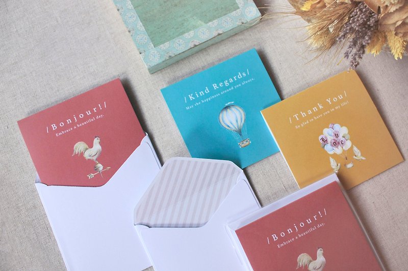 Friendship Series Hot Air Balloon/Wind Seeing Chicken/Peace Dove Three Card Set - การ์ด/โปสการ์ด - กระดาษ หลากหลายสี