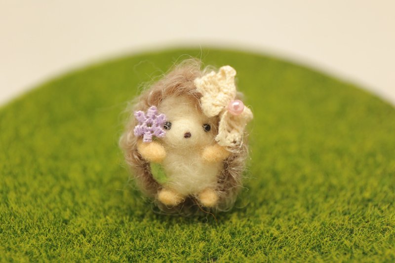 羊毛フェルト 小さなハリネズミ ストラップ NeedleFelting - 公仔/玩偶 - 羊毛 咖啡色