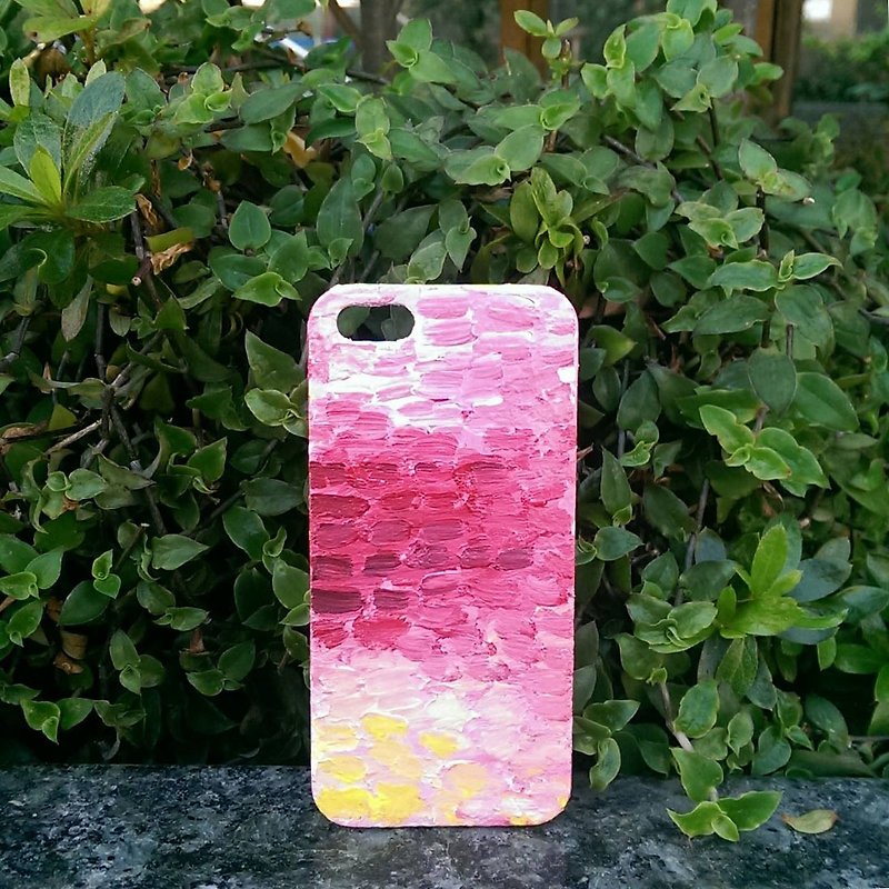 【塗装シェル携帯電話のスマートフォンケース：華強網目模様の壁：塗装手描き] - スマホケース - プラスチック ピンク