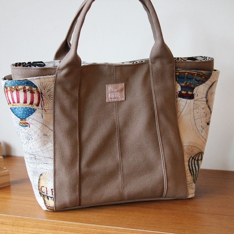 [Cloth. ] Khaki cotton canvas bag walks, mini Tote - Handbags & Totes - Other Materials Khaki