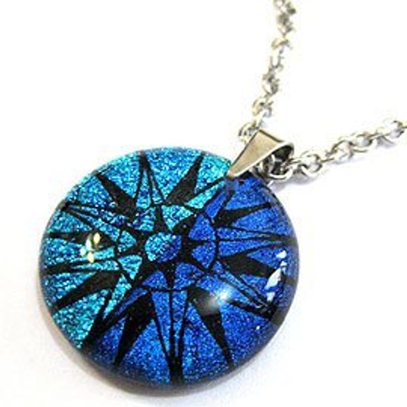 Blue compass (blue / royal blue) - Jewelry glass necklace - Necklaces - Glass Blue