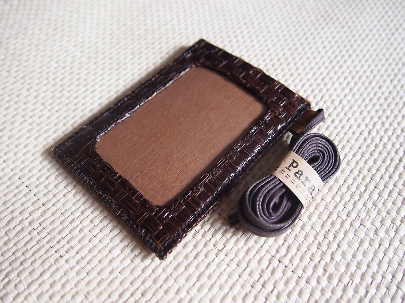 Paralife Custom Handmade Dark Brown Grass Woven Badge card holder with Lanyard - Card Holders & Cases - Paper 