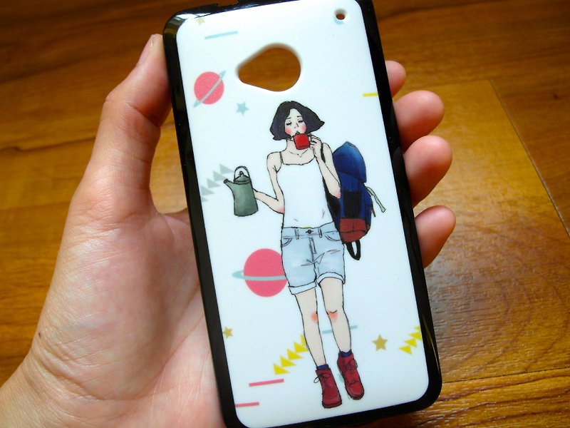Backpack girl phone case  htc new one - Phone Cases - Plastic Multicolor
