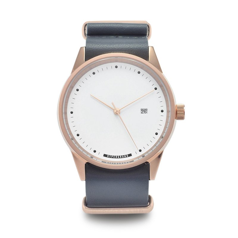 HYPERGRAND - MAVERICK GREY LEATHER / Cold Steel Series - elegant gray leather (polished rose gold) - นาฬิกาผู้หญิง - วัสดุอื่นๆ สีเทา