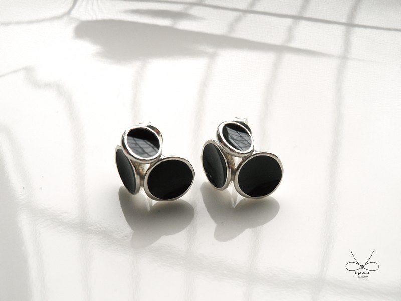 C%手工飾品----盛夏的果實 (新款耳環)    黑色神秘果實款  銀飾 - 耳環/耳夾 - 其他金屬 黑色