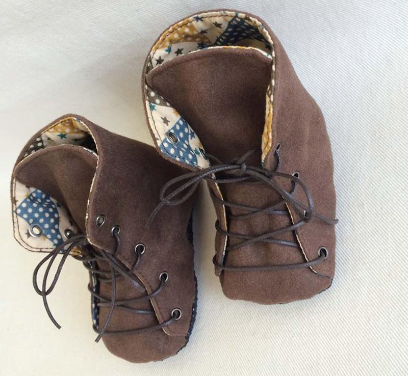 Va handmade shoes series stars suede boots (exclusive design models) - รองเท้าเด็ก - วัสดุอื่นๆ สีนำ้ตาล
