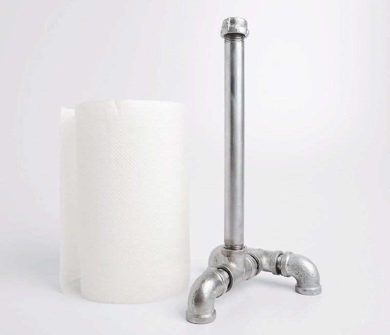 Water pipe roll napkin upright stand/toilet paper holder - อื่นๆ - โลหะ ขาว