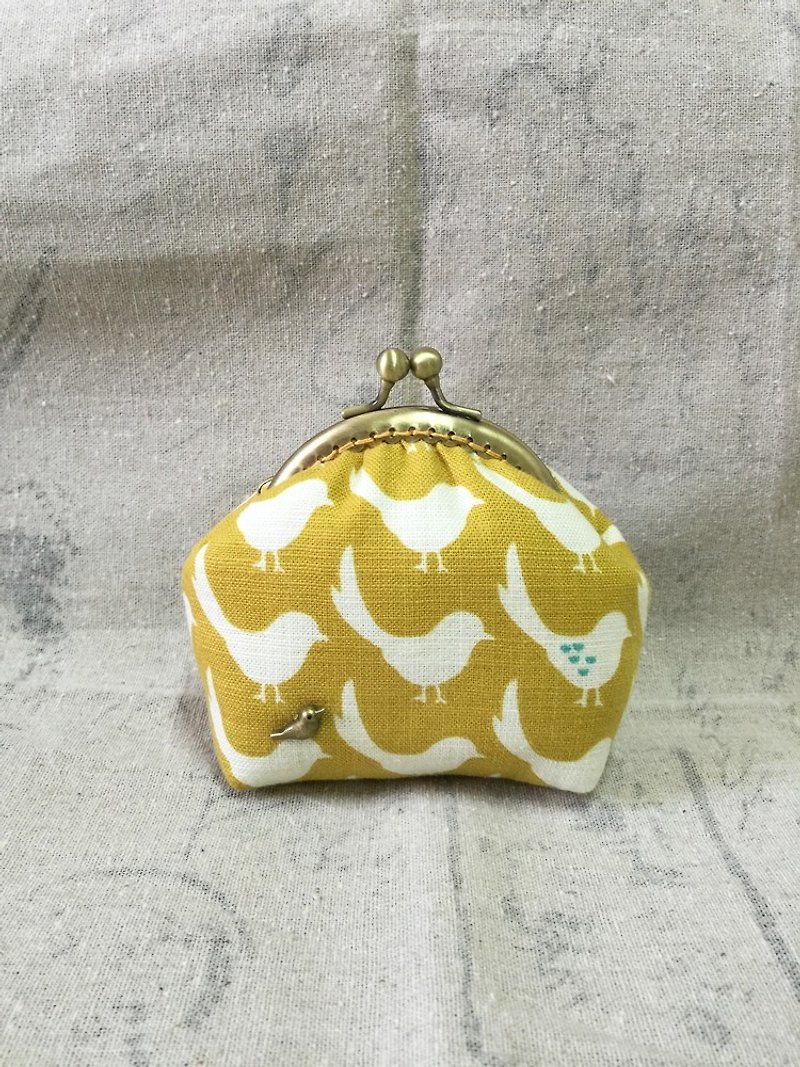 + Bird silhouette + change mouth gold package - Coin Purses - Other Materials Yellow