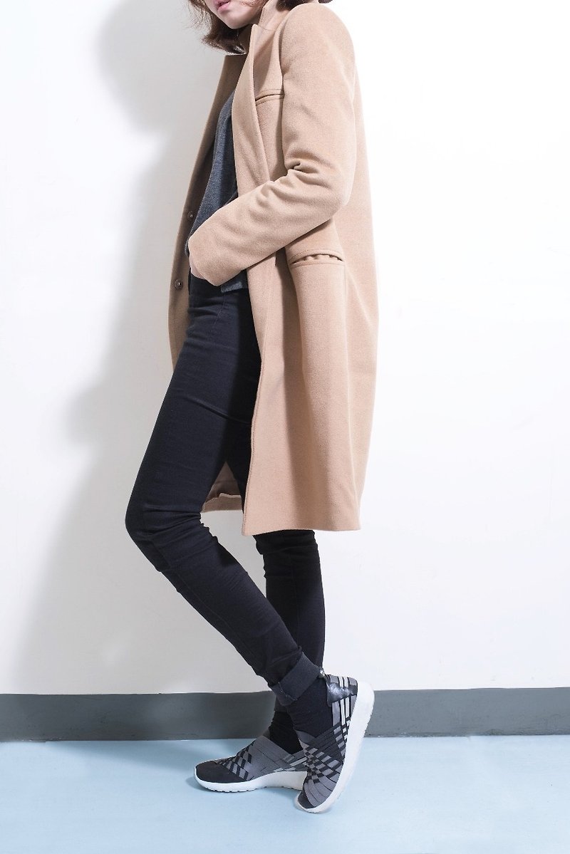 SARTO 2015 A/W 駝色\羊毛絨長版西裝大衣外套vip - 女大衣/外套 - 其他材質 卡其色
