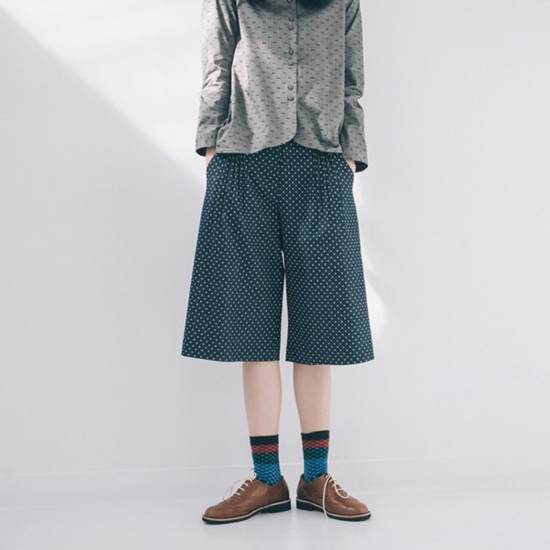 Xu Xu children ♪ A-line little fifth wide pants _ Blue - Women's Pants - Other Materials Blue