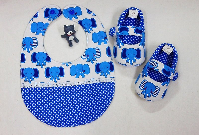Big ears elephant (white) + shoe pocket births ceremony. Full moon ceremony - Baby Gift Sets - Cotton & Hemp 