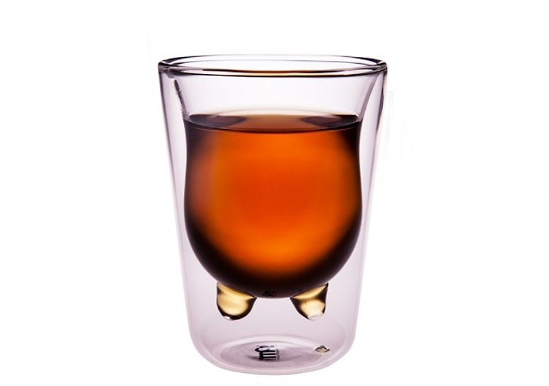 乳牛杯中杯  雙層玻璃杯 福杯滿溢 - 茶壺/茶杯/茶具 - 玻璃 