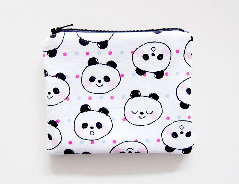 Zipper bag / purse / mobile phone sets little panda white - กระเป๋าใส่เหรียญ - วัสดุอื่นๆ หลากหลายสี