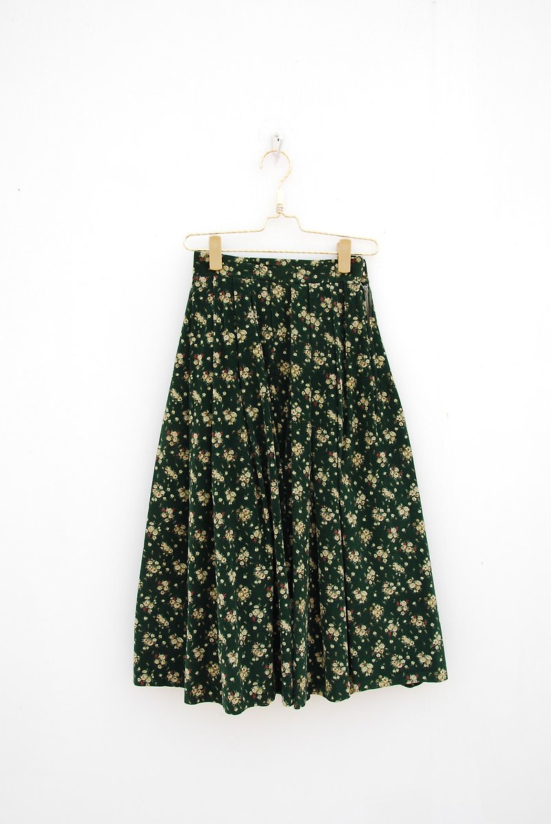 古著燈芯絨花裙 - スカート - その他の素材 