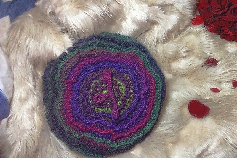 Araignee Design *手作毛帽-蕾絲貝蕾帽* -歐風花園   優雅女人 畫家帽 深紫色 綠色 桃紅色 - 帽子 - 其他材質 紫色