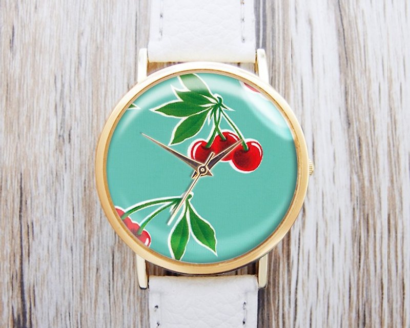Cherry Wall Sticker-Ladies' Watches/Men's Watches/Unisex Watches/Accessories【Special U Design】 - นาฬิกาผู้หญิง - โลหะ สีน้ำเงิน