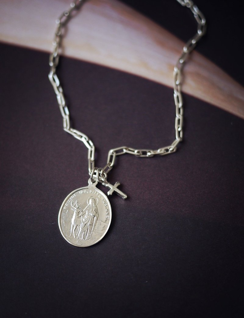 MUFFëL 925 Silver Sterling Silver Series-Our Lady's Cross Necklace - สร้อยคอ - เงินแท้ สีเทา